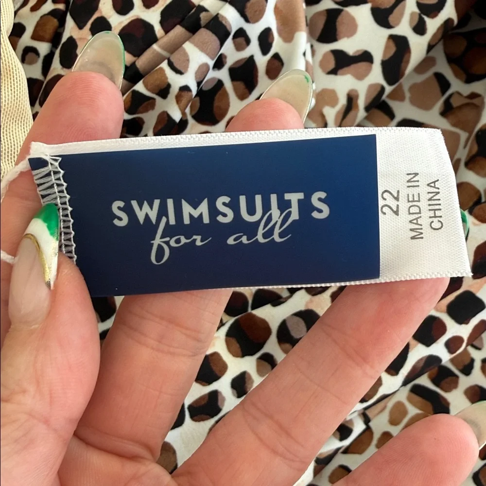 SWIMSUITS FOR ALL Animal Print One Shoulder SwimDress Size 22